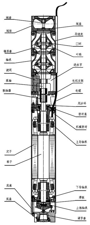 大東海泵業(yè)深井潛水泵結(jié)構(gòu)示意圖